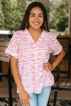 Zebra Pattern V-Neck Top