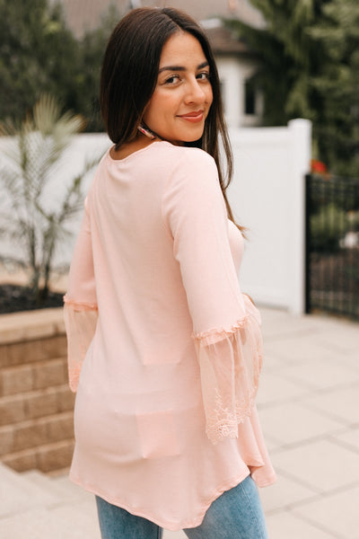 Lace Bell Sleeve Flare Top