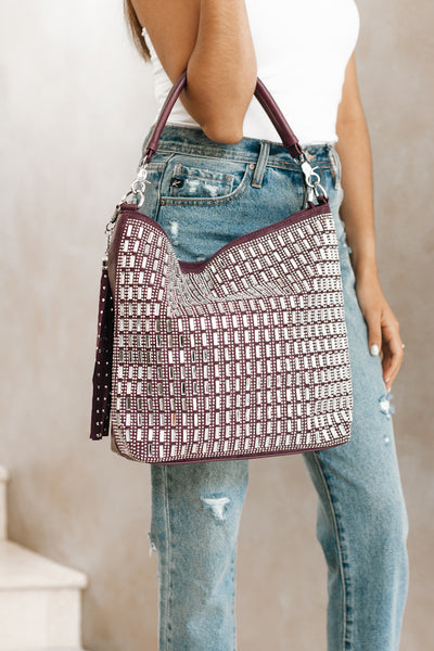 Large Square All Over Rhinestone Purse