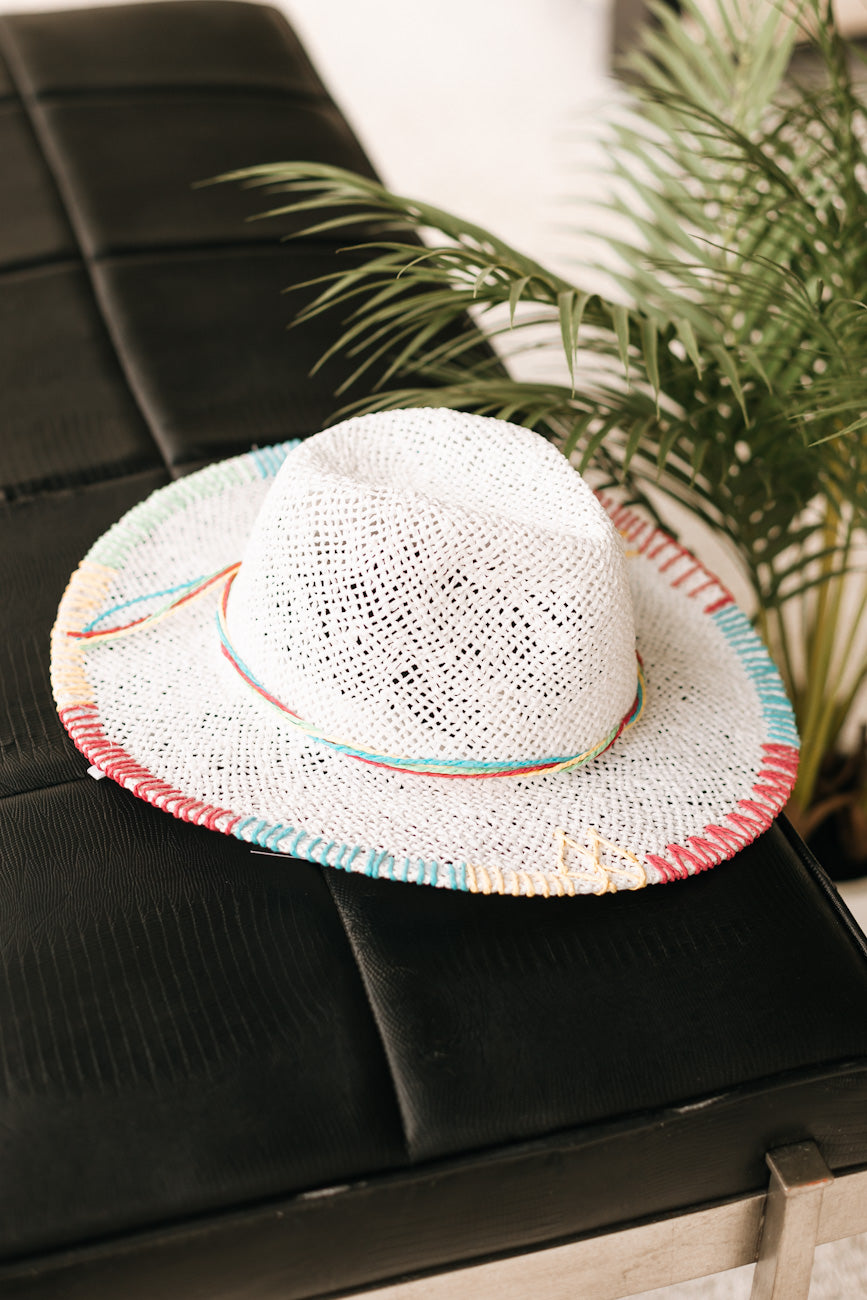 Colored Straw Woven Edge Panama Hat (SALE)