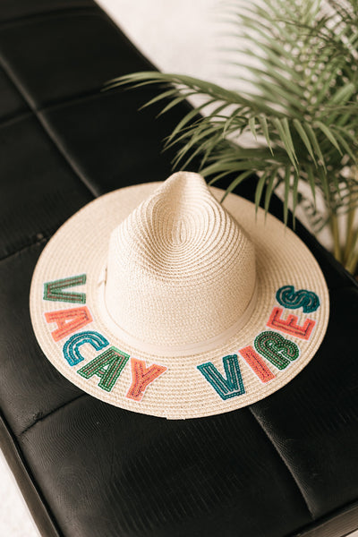 Sequin Colored VACAY VIBES Panama Hat (SALE)