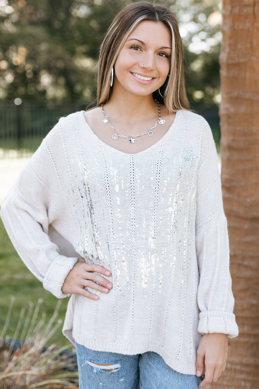 Silver evening clearance sweater