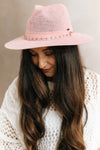 Straw Panama Hat With Beaded Trim (SALE)