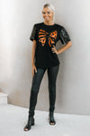 Halloween Bow With Sequins Puff Sleeve Top