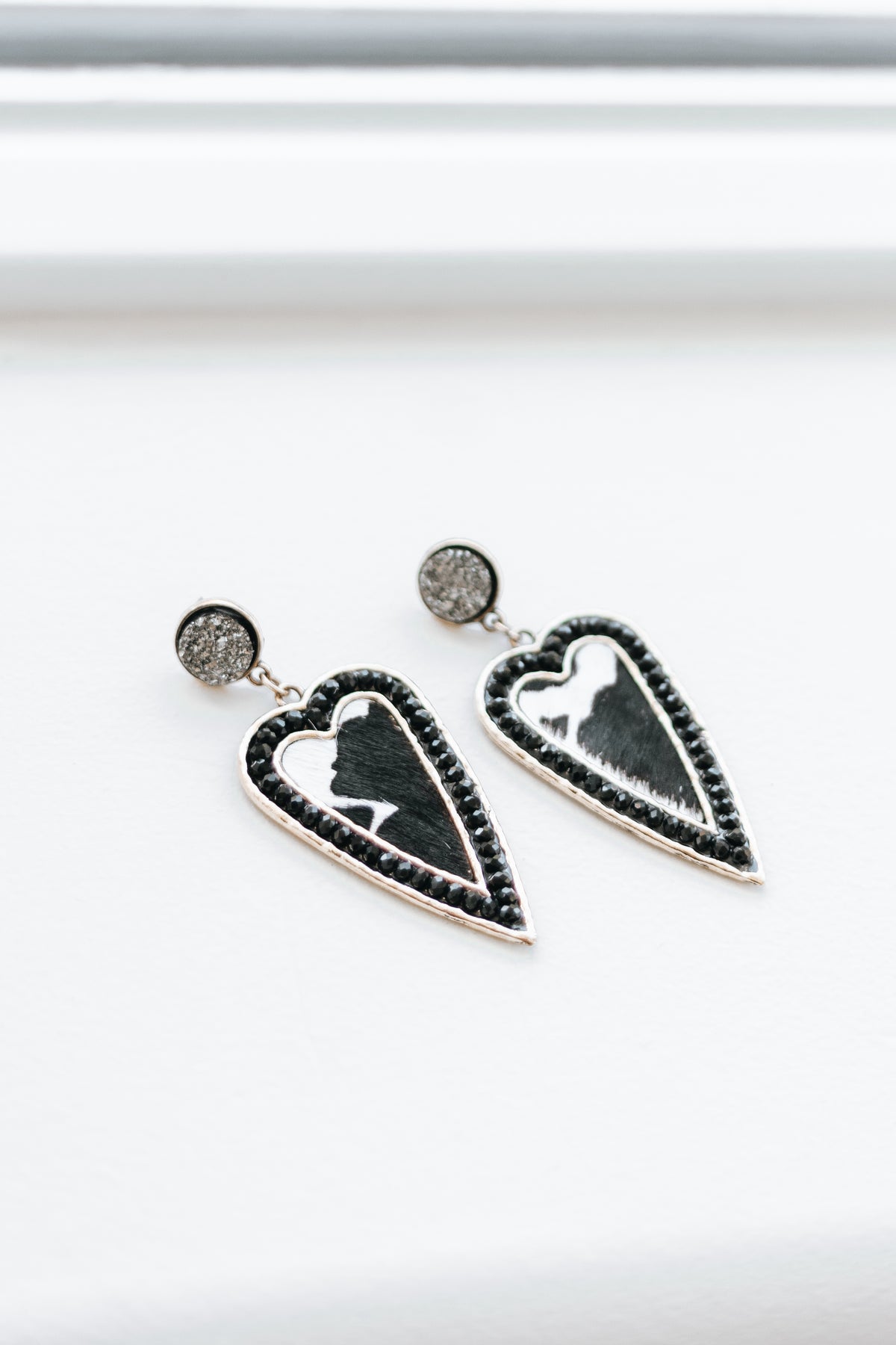 Chrystal &amp; Metal Heart Dangle Earrings