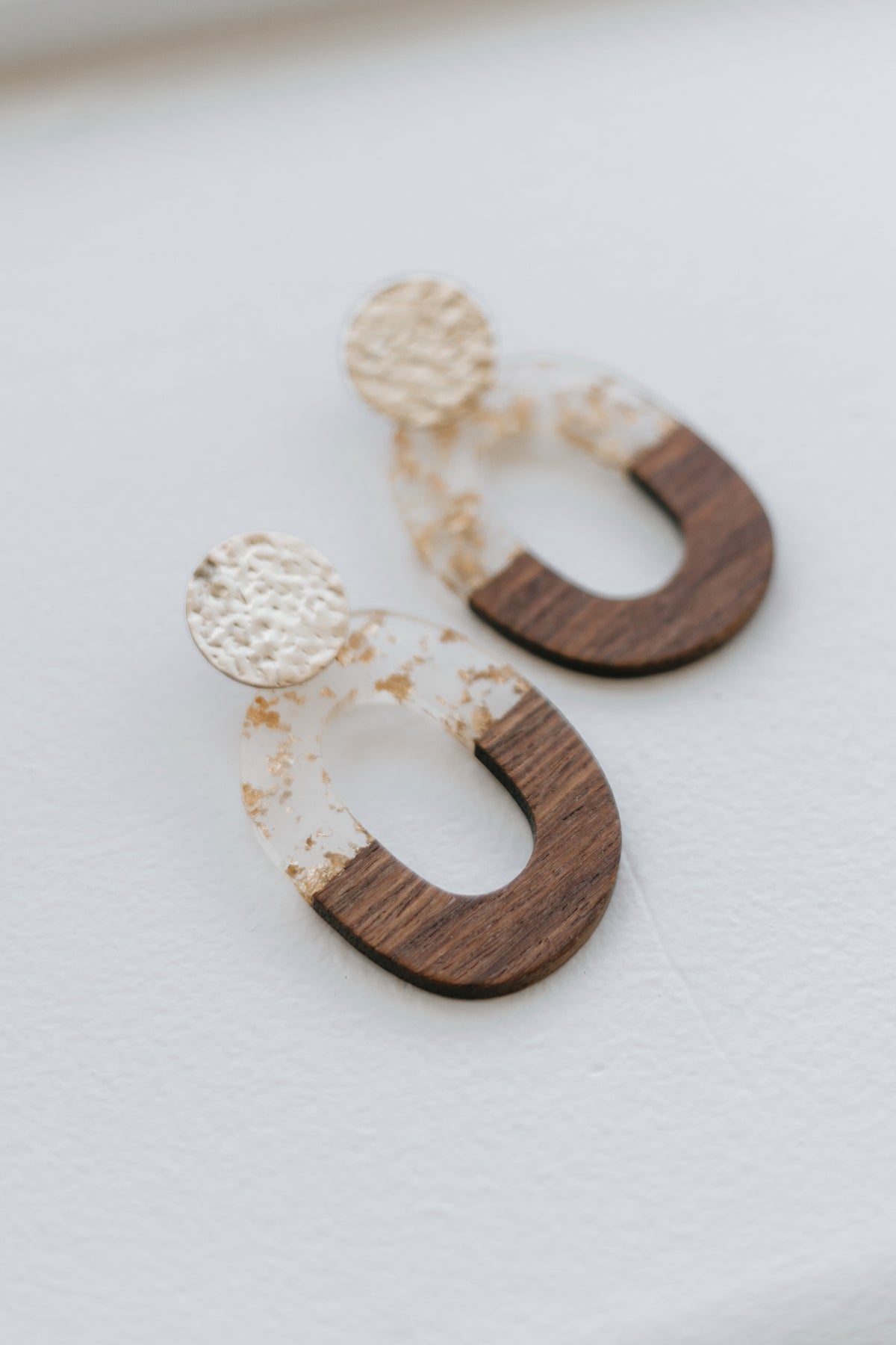 Acrylic Foil Half Wood Design Earrings