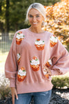 Corduroy Pumpkin Cupcake Sequins Sweater