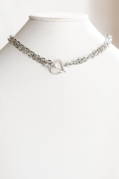 Double Chain D Clasp Necklace