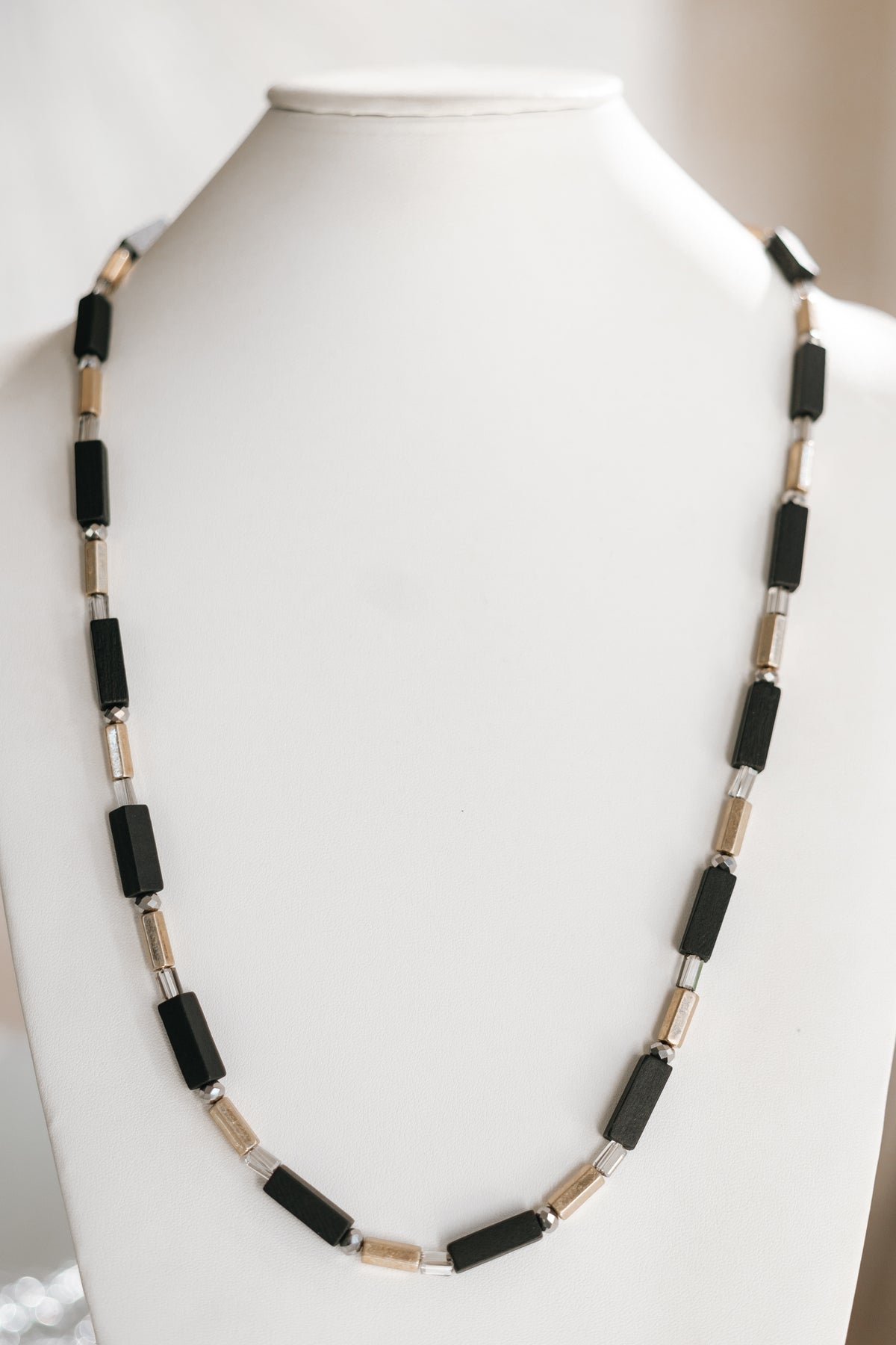 Wood &amp; Bead Long Necklace