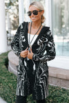 Swirl Pattern Long Hooded Cardigan