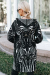 Swirl Pattern Long Hooded Cardigan