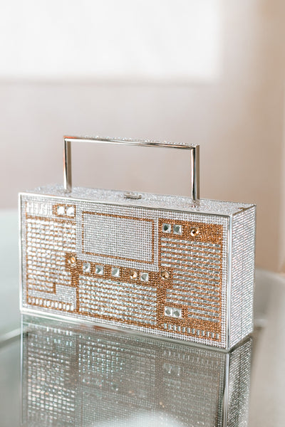 Vintage Radio Rhinestone Clutch