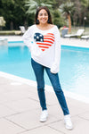 American Flag Heart Knit Sweater