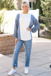 Color Block Long Sleeve Ribbed Top