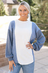 Color Block Long Sleeve Ribbed Top