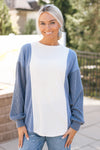 Color Block Long Sleeve Ribbed Top