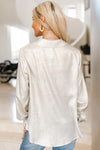 Metallic Long Sleeve Collared Top