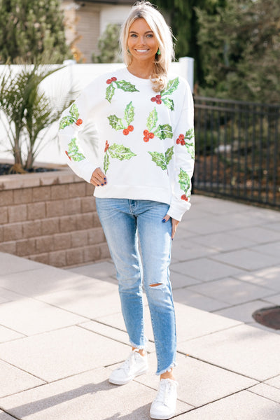 Mistletoe Sequin Sweatshirt