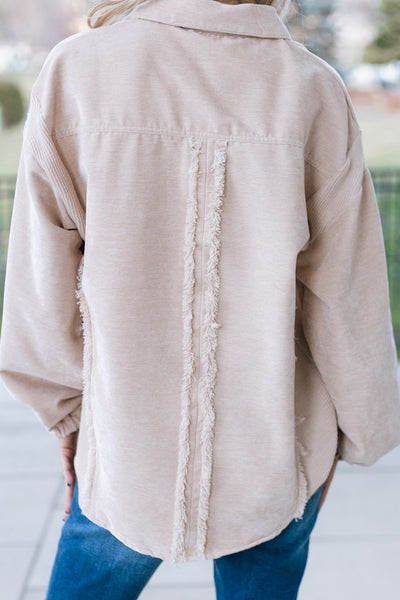 Velour Fringed Trim Shacket