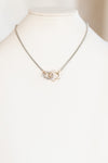 Two Tone Rhinestone & Braided Rings Necklace