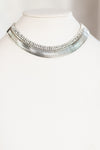 Thick Metal Row Row Rhinestone Wide Necklace