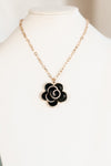 Large 3D Flower with Rhinestone Edges Necklace