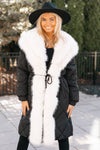 Drawstring Waist & Removable Fur Puffer Jacket