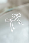 Thin Rhinestone Bowl Pearl Ends Earring