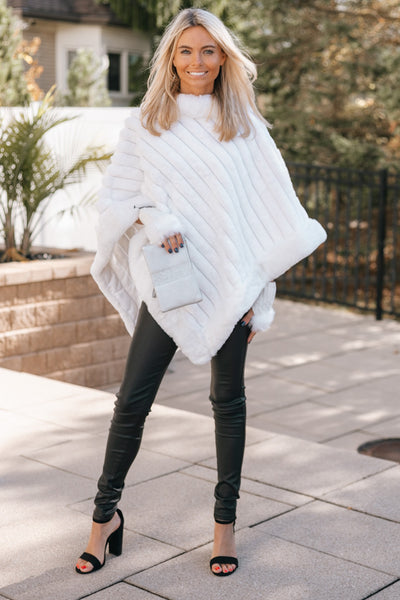 Majestic Ruffle Faux Fur Poncho