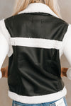 Faux Leather Sherpa Trim Vest