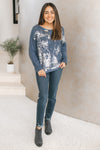 Metallic Silver Front Knit Design Sweater