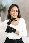 Velvet Gloves Embellished With Pearls (Sale)