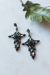 Cross Shaped With All Over Stone Dangle Earring