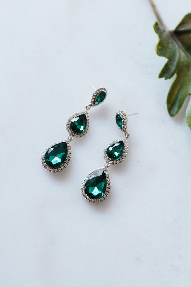 3 Teardrop Rhinestone Trim Earring