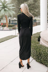 Front Slit Leopard Block Long Wrap Dress