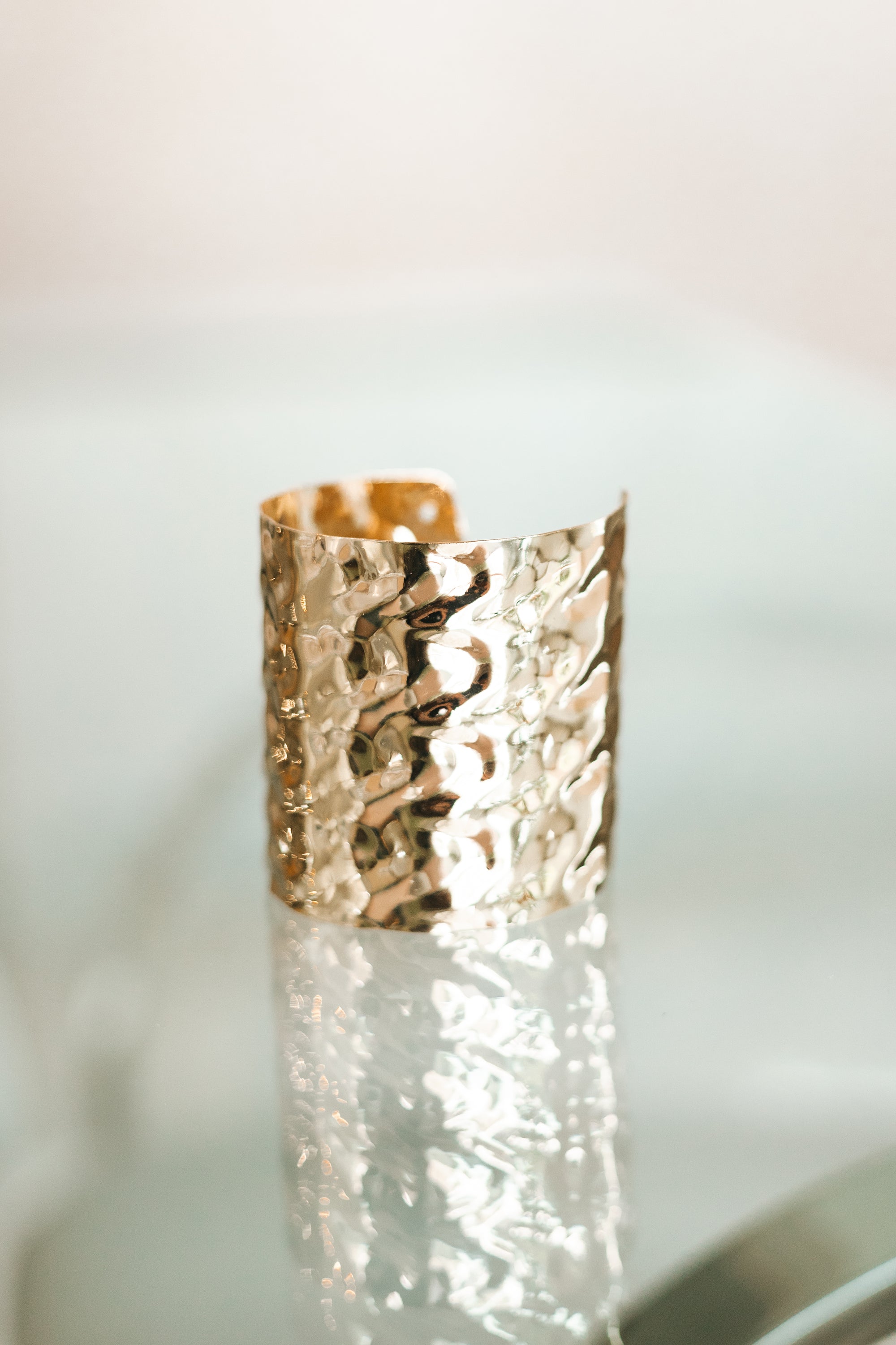 Hammered Tall Cuff Bracelet