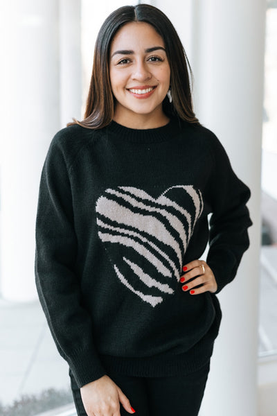 Center Leopard Heart Sweater (SALE)