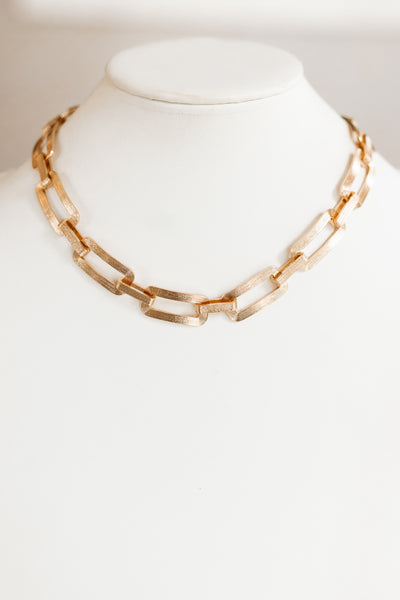 Textured Rectangle Chain Necklace