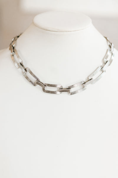 Textured Rectangle Chain Necklace