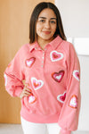 Mineral Wash Sequin Heart Snap Sweatshirt (SALE)