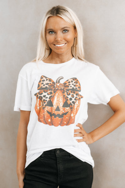 Leopard Ribbon Pumpkin T Shirt