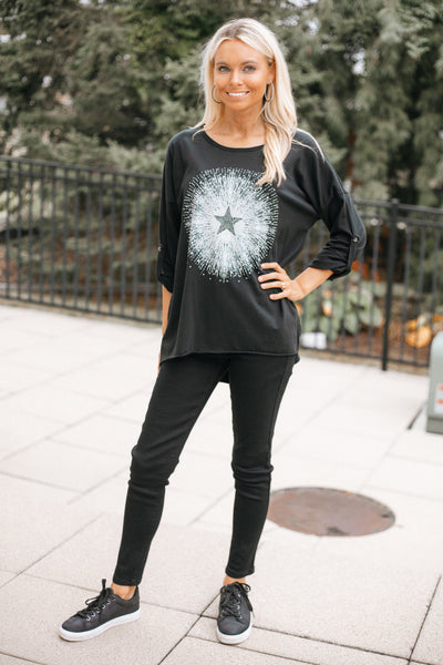 Star Burst Design With Back Slit Italian Top