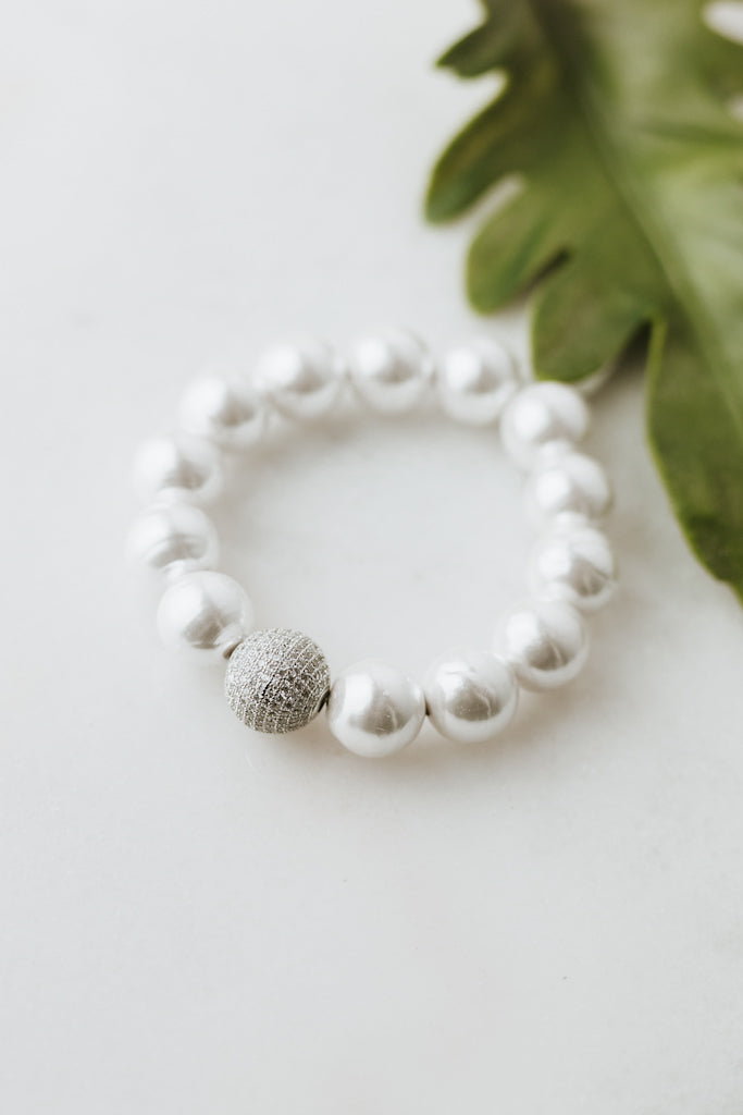 Large Pearl Pave Shamballa Center Bracelet