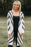 Arrow Pattern Metallic Stripe Cardigan