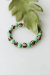 Alternating Beads Solid & Leopard Rhinestone Bracelet