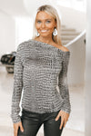 Shimmer Snakeskin Open Shoulder Top