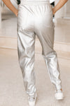 Metallic Space Cuffed Joggers With Pockets