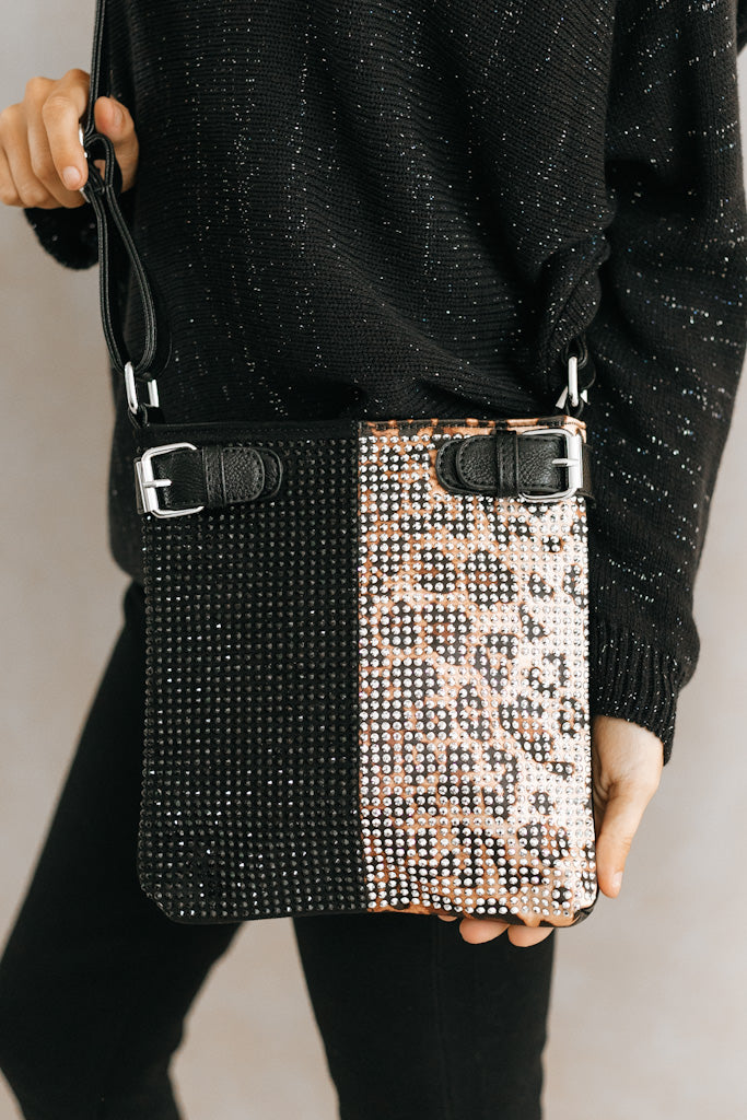 Half Leopard Studded Messenger