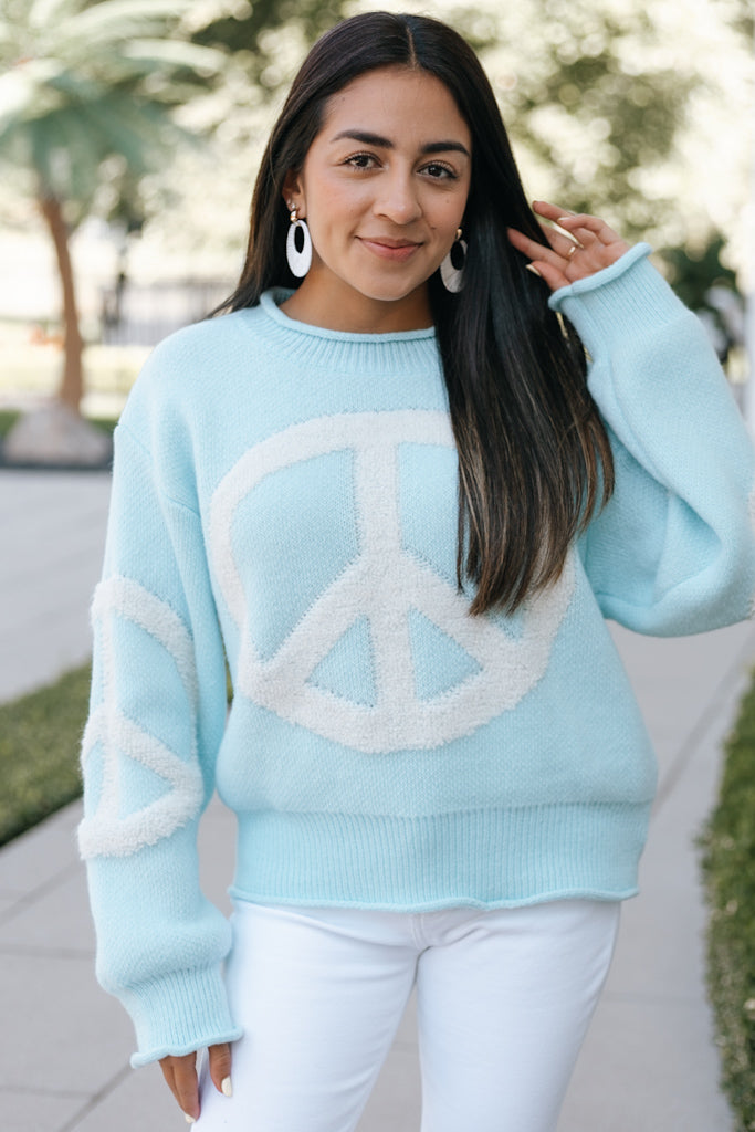 Rolled Collar Peace Sign Sweater (SALE)