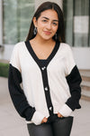 Contrast Button Knit Cardigan